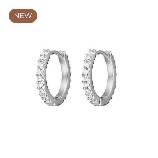 silver diamond huggie earrings 